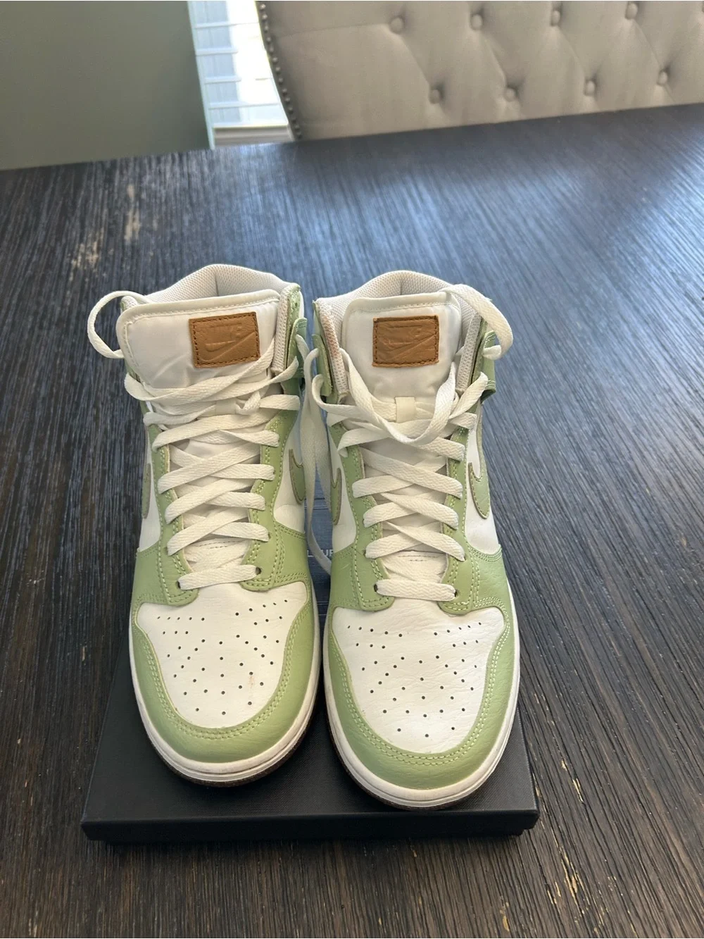 Nike Women's High-Top Sneakers in White & Sage Green with Cork Accents